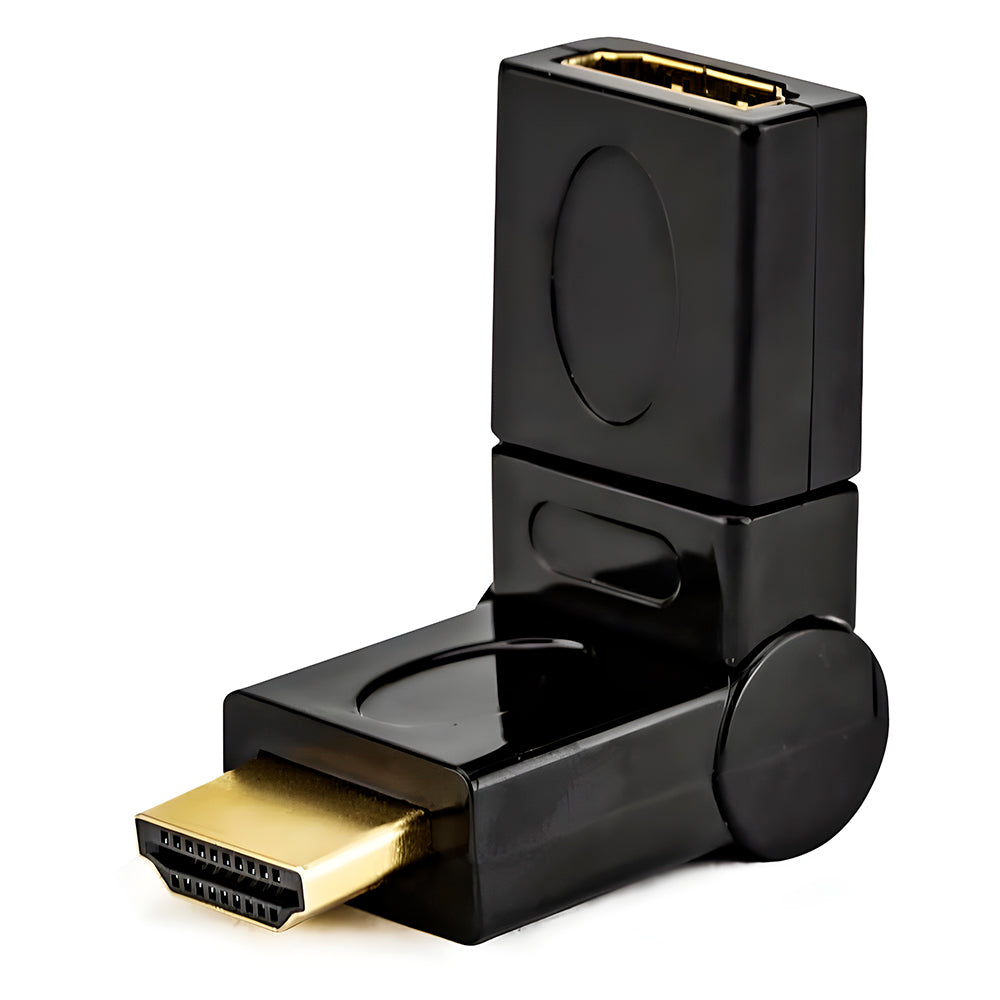 Adaptador HDMI Macho x HDMI Fêmea Dobrável em 180° e Rotativo em 360° - Preto
