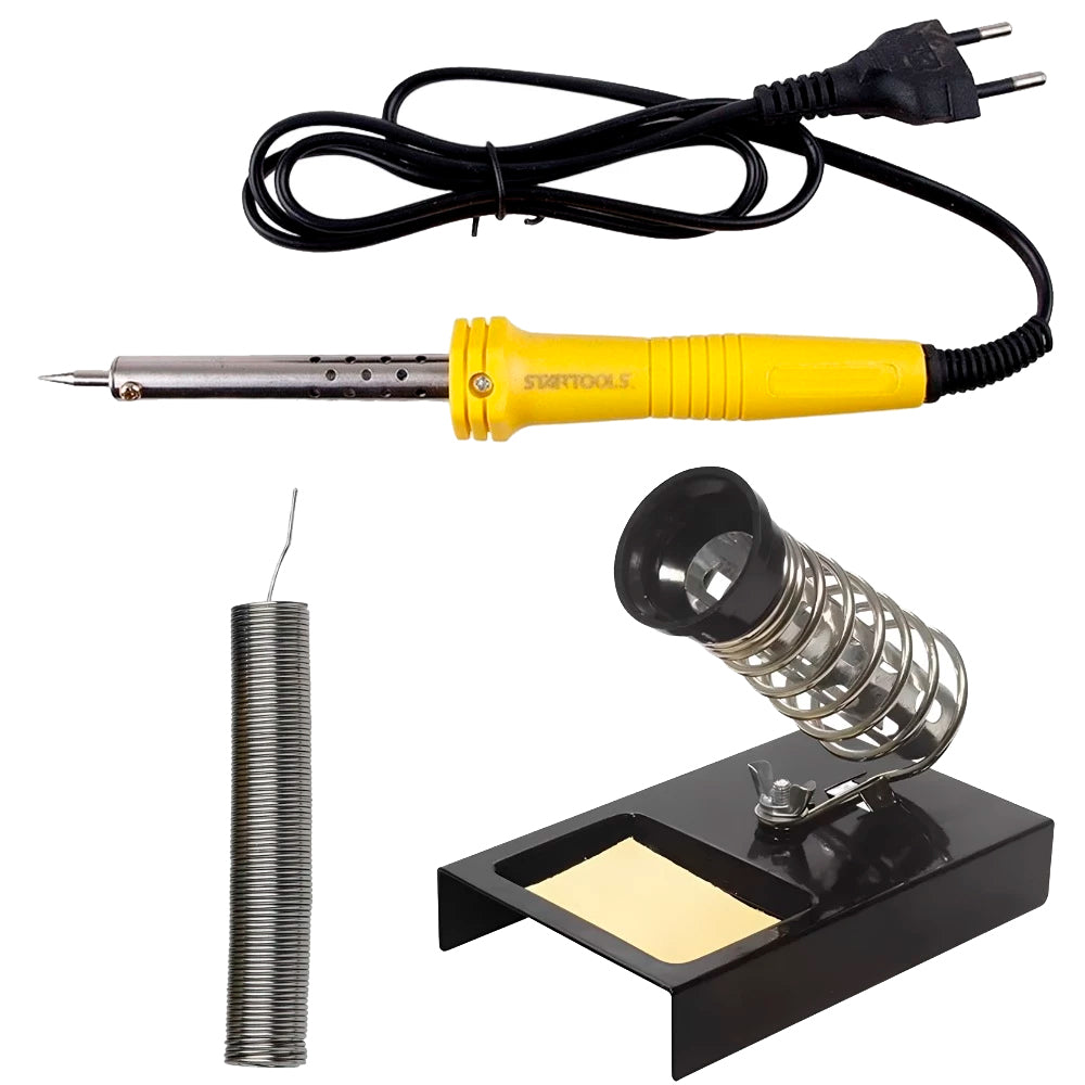 Kit Ferro de Solda 40W, Com Estanho, Suporte Profissional, 220V, BOMVINK, BOM-9517