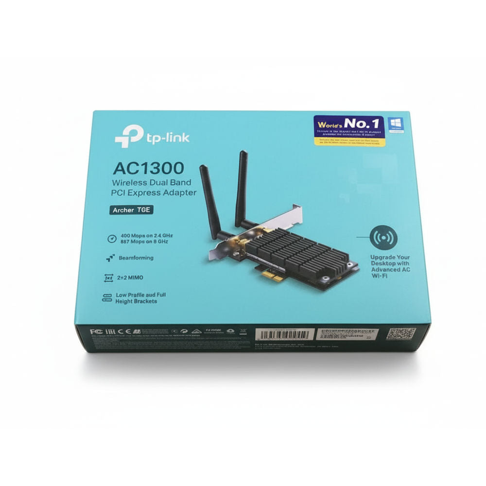 Placa PCI Express TP-Link Archer T6E AC1300 Dual Band Wireless 802.11ac 867Mbps 5GHz 400Mbps 2.4GHz Antenas Externas