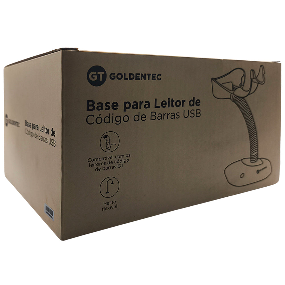 Suporte Base Para Leitor de Código de Barras, Goldentec, Haste Flexível, Preto, GT-63884