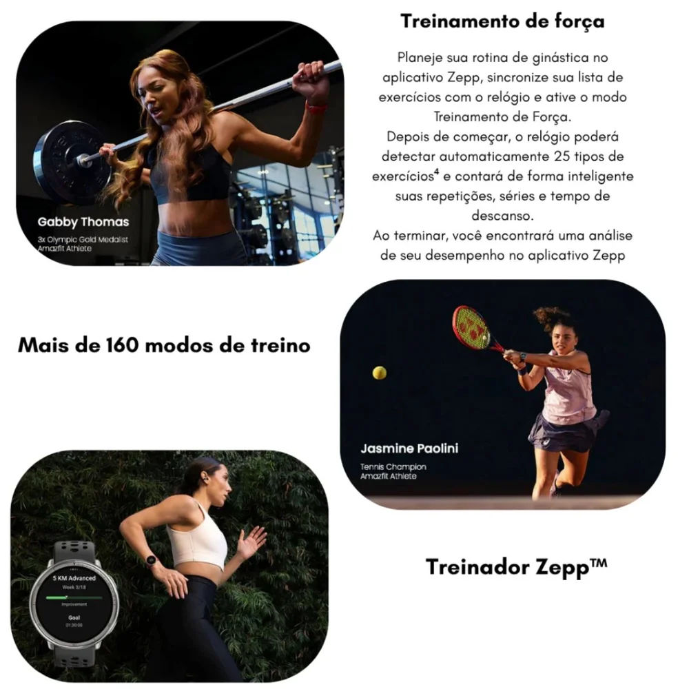 Relógio Inteligente Amazfit Active 2 A2437 GPS AMOLED IA GPT À Prova d’Água Bússola Monitoramento Esportivo Preto