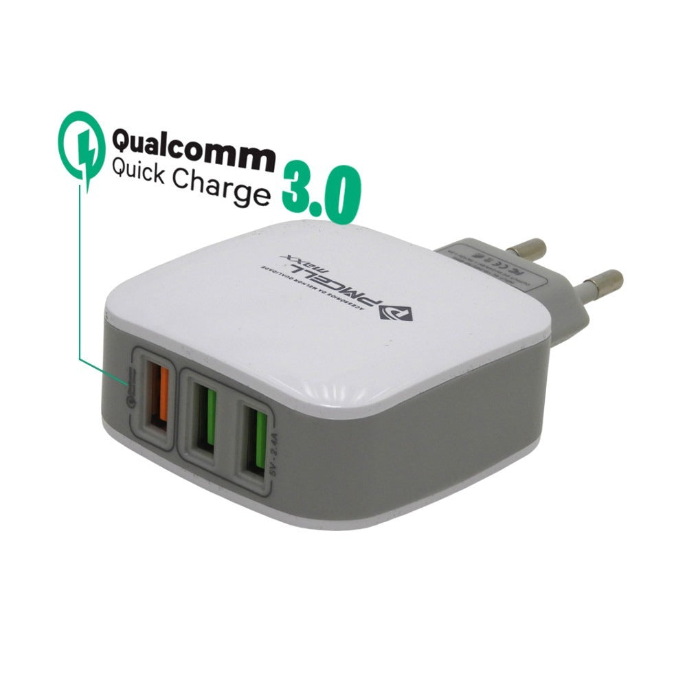 Carregador Turbo 3.0 Carga Rápida com 3 USB Pmcell Maxx-599