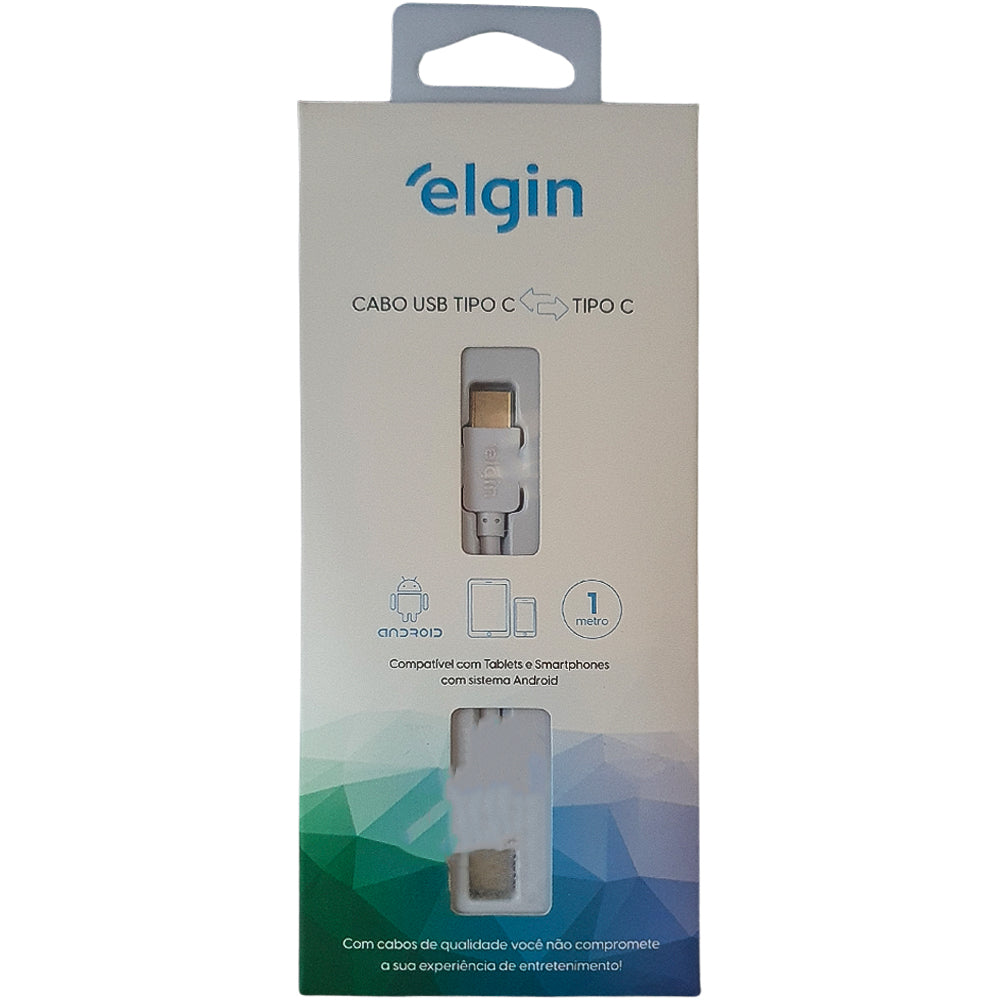 Cabo USB TIPO-C Para TIPO-C, 1 Metro, Branco, Elgin-46RCTIPOCTPC