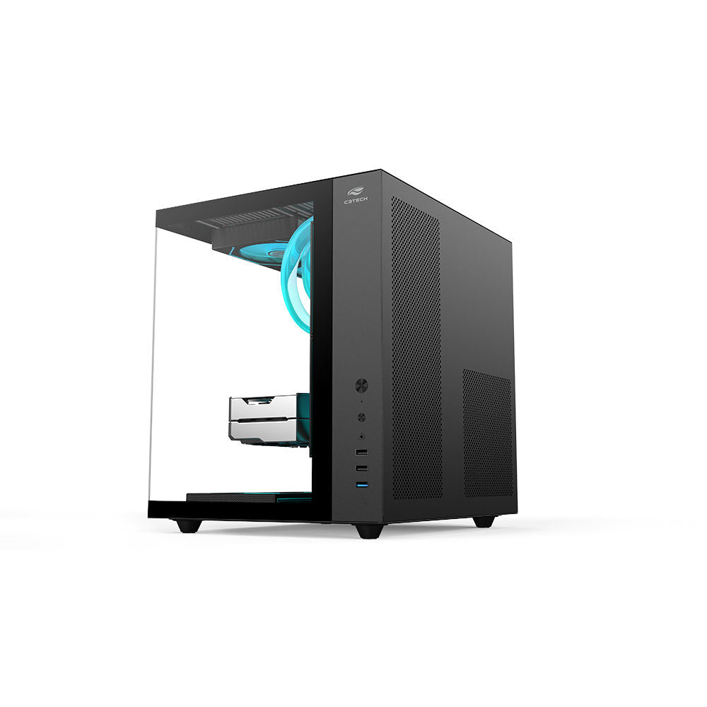 Gabinete Gamer Aquário C3Tech MT-G920BK, Mid Tower, Vidro Temperado, Suporte Water Cooler, Sem Fonte, Preto - Aquarius