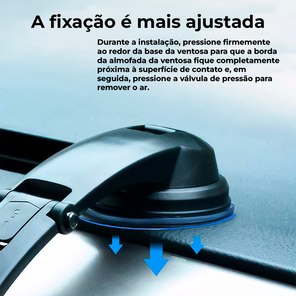 Suporte Veicular Universal Para Tablet e Celular, Com Ponto de Ajuste - Preto