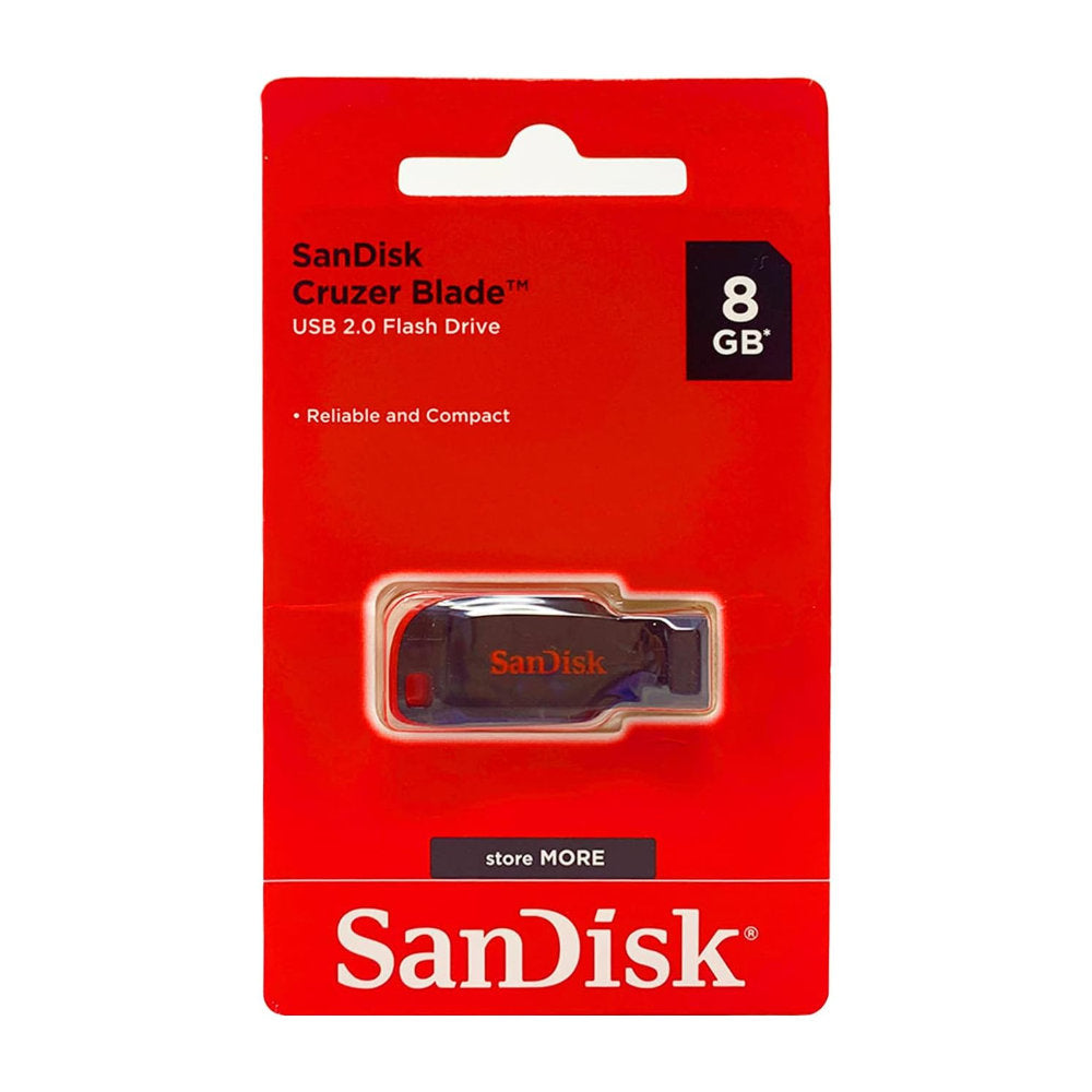 Pen Drive 8GB SanDisk Cruzer Blade SDCZ50 USB 2.0 - Preto/Vermelho