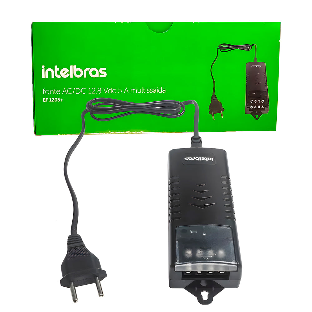 Fonte de Alimentação Intelbras 12V 5A AC/DC, Multissaída - EF 1205+