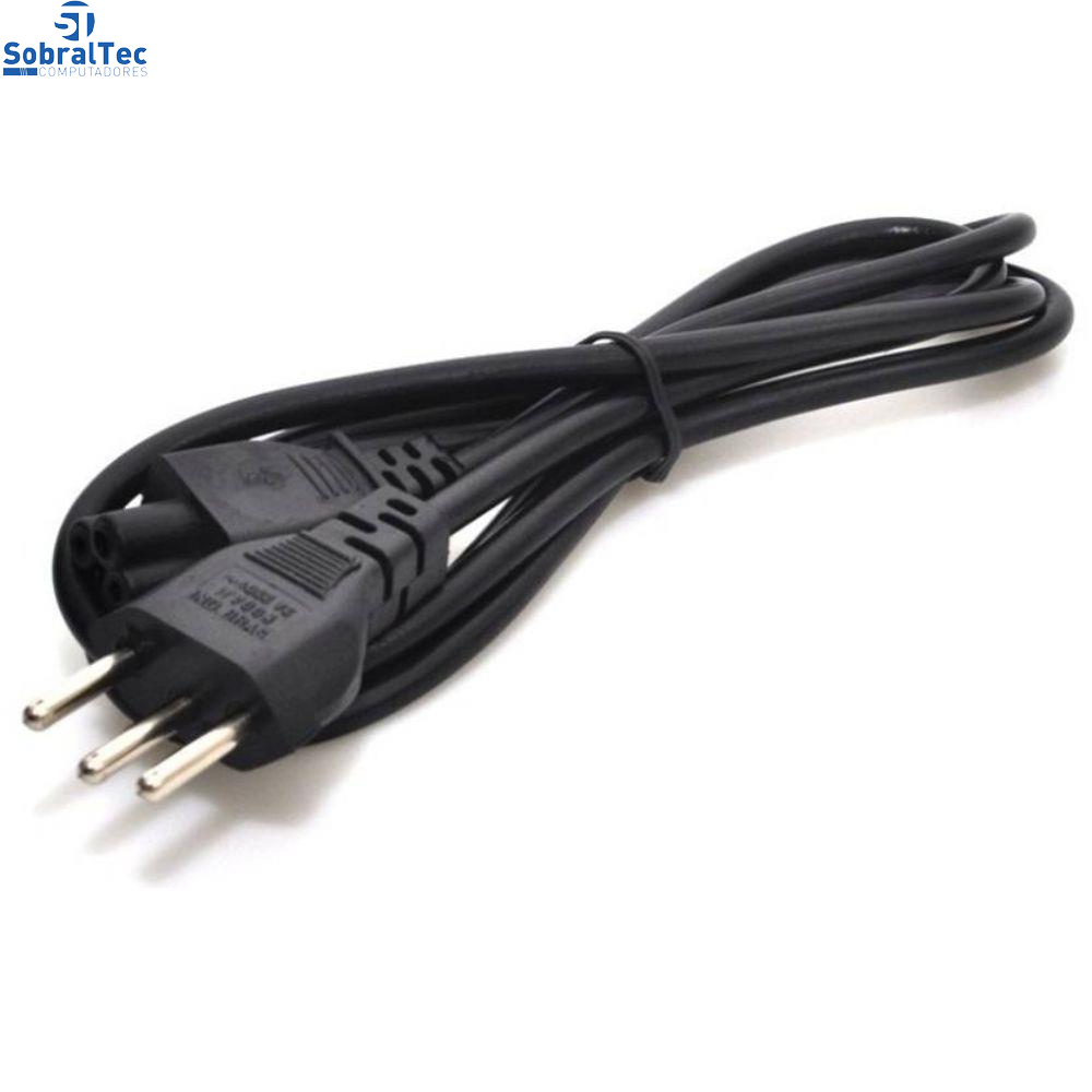 Cabo de Força Tripolar 1,20m Para Fonte de Notebook 3 Pinos