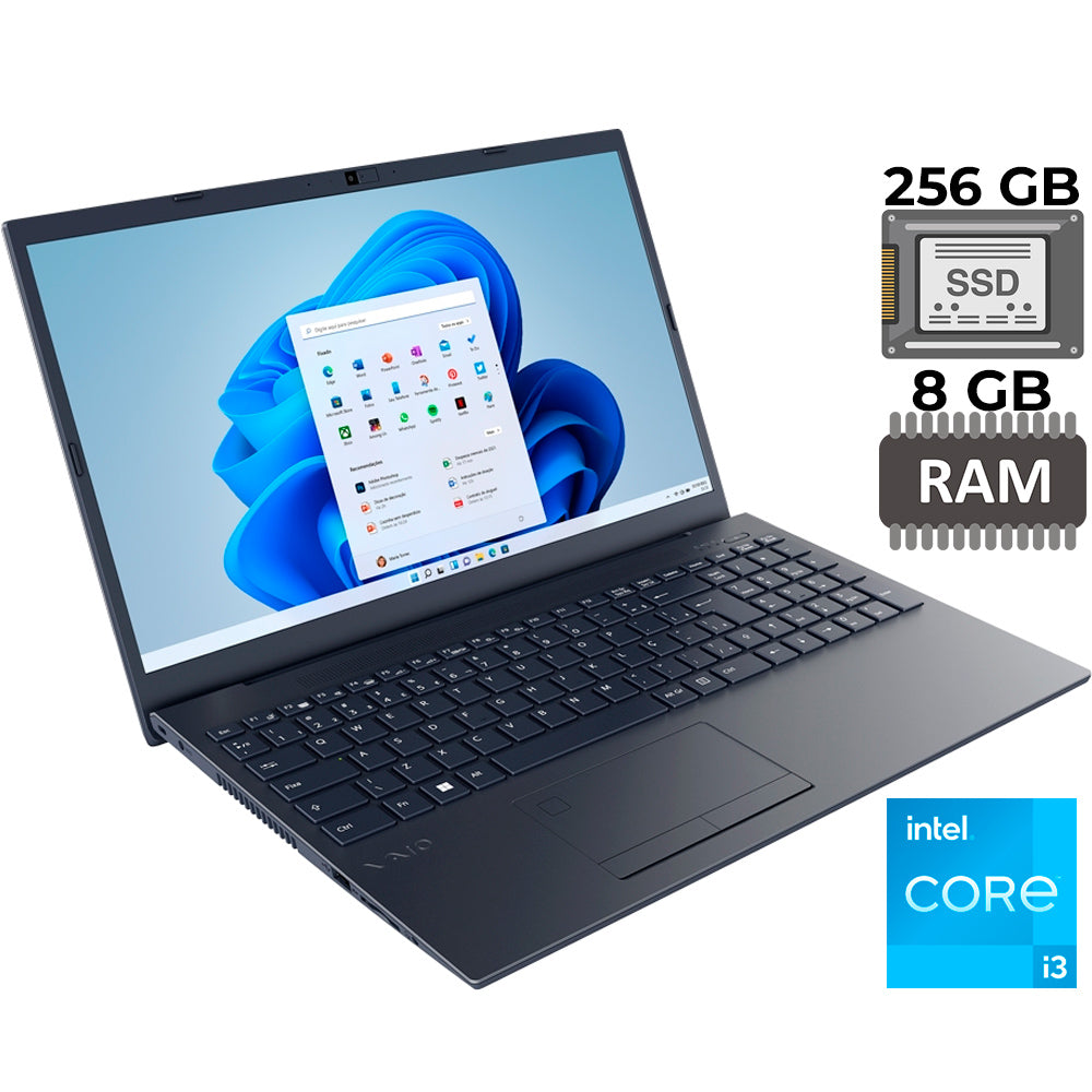 Notebook VAIO FE15 Core I3 1115G4, SSD 256G, 8GB RAM, 15.6 Full HD, Windows 11 , Cinza Grafite - VJFE55F11X-B0111H