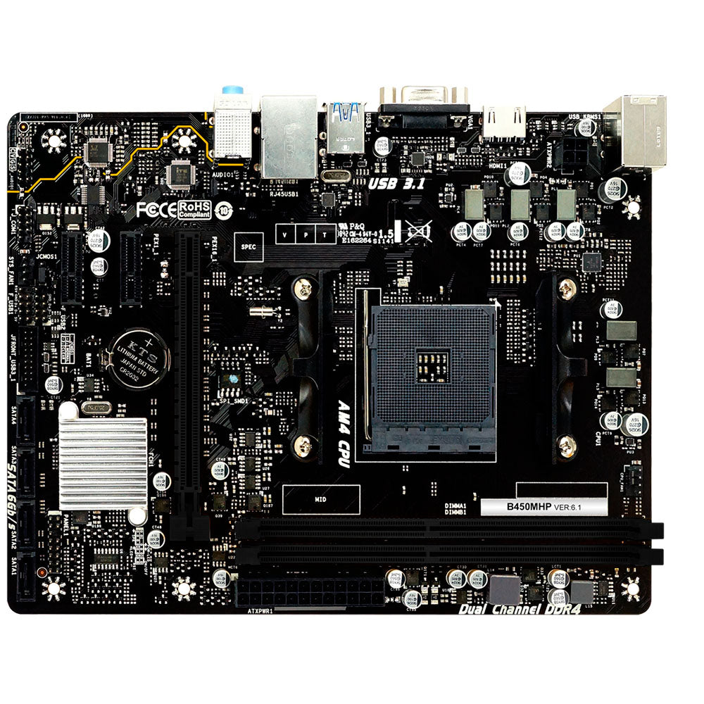 Placa Mãe Biostar B450MHP, Chipset B450, AMD AM4, mATX, DDR4, USB 3.2