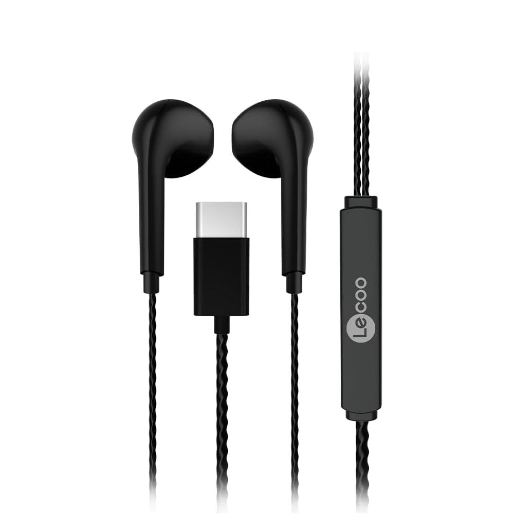 Fone Intra-Auricular Lecoo EH104, USB-C, Som Estéreo, Controle Integrado, Compatível com Smartphone e PC, Preto