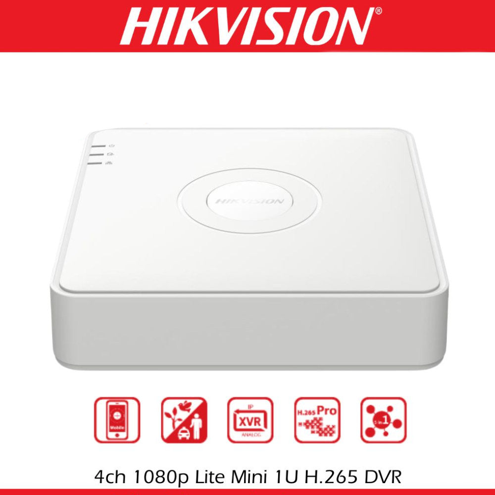 DVR Hikvision DS-7104HGHI-M1 Gravador Digital de Vídeo com 4 Canais Turbo HD 1080p Lite, H.265+, HDMI/VGA