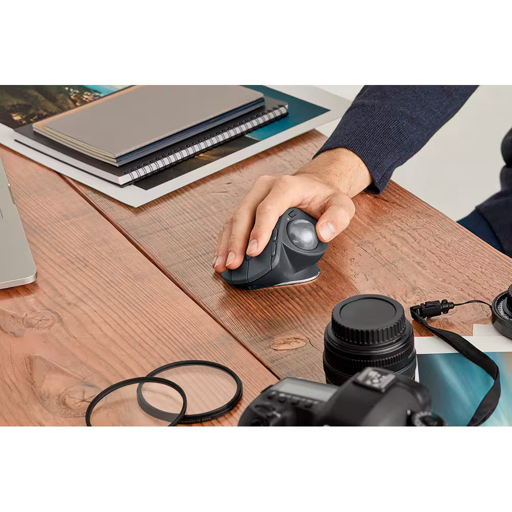 Mouse Ergonômico, Sem Fio, Logitech, MX Ergo Trackball, Conexão Bluetooth/USB Unifying , Recarregável, Preto