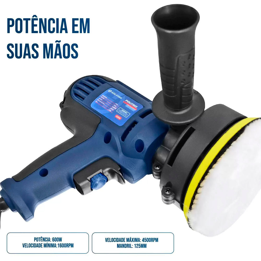 Politriz Lixadeira Automotiva Profissional 5 Polegadas 600W - Holtter