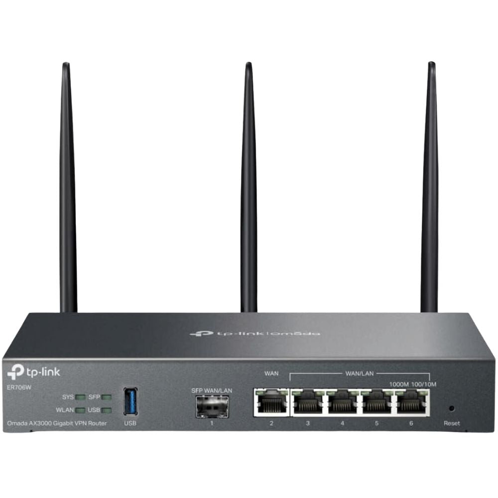 Roteador Omada Tp-Link Ax3000 Gigabit Smb Wi-Fi 6 Dual-Band, VPN Gateway, USB 1 Porta SFP, Sem Fio  (Er706W)