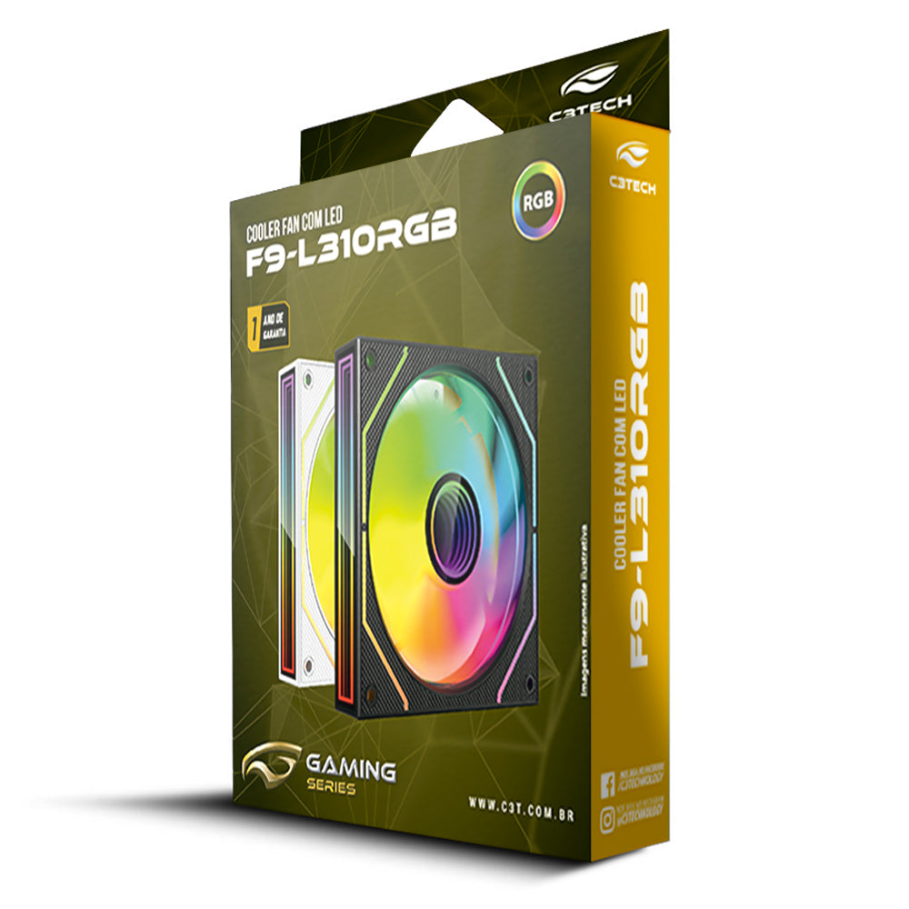 Cooler Fan F9-L310BKRGB Gaming 12CM C3Tech - Preto