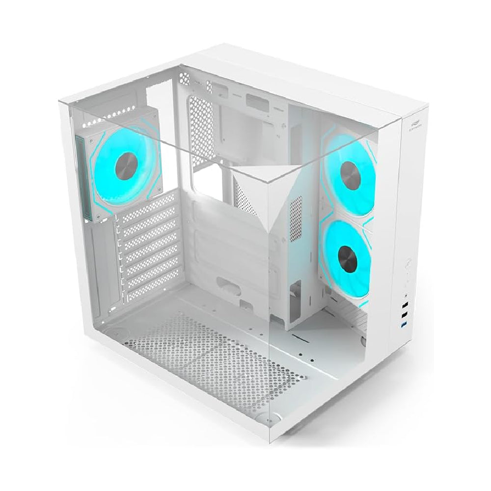 Gabinete Gamer C3Tech Aquário MT‑G950WH, Vidro Temperado, USB 3.0, Mid Tower, Sem Fonte, Branco - Aquarius