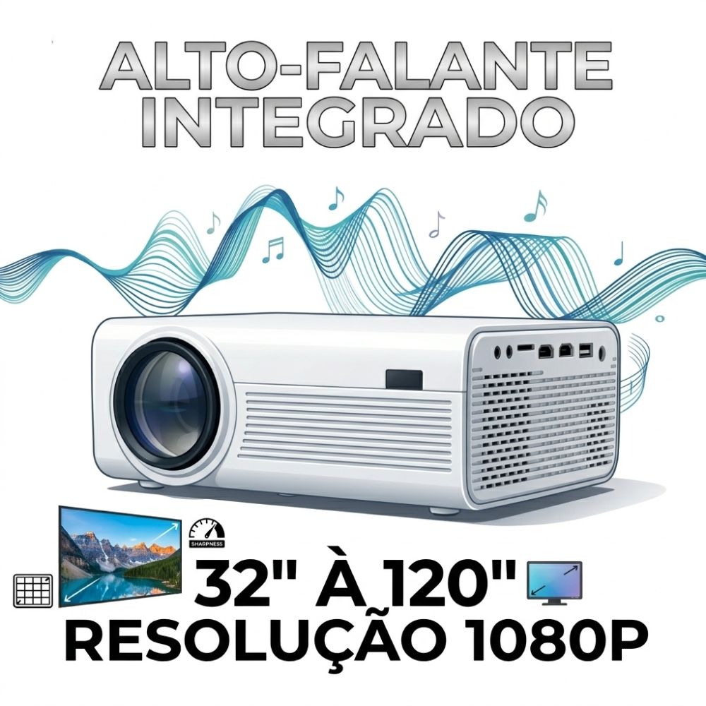 Projetor LED Multimidia Knup KP-PJ002 Full HD 1080p Portatil 1800 Lumens ANSI Bivolt