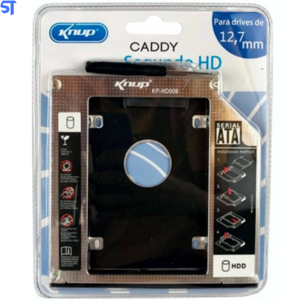 Gaveta Caddy Adaptador Para Segundo HD De Notebook Ou Ssd 12.7mm Knup KP-HD009