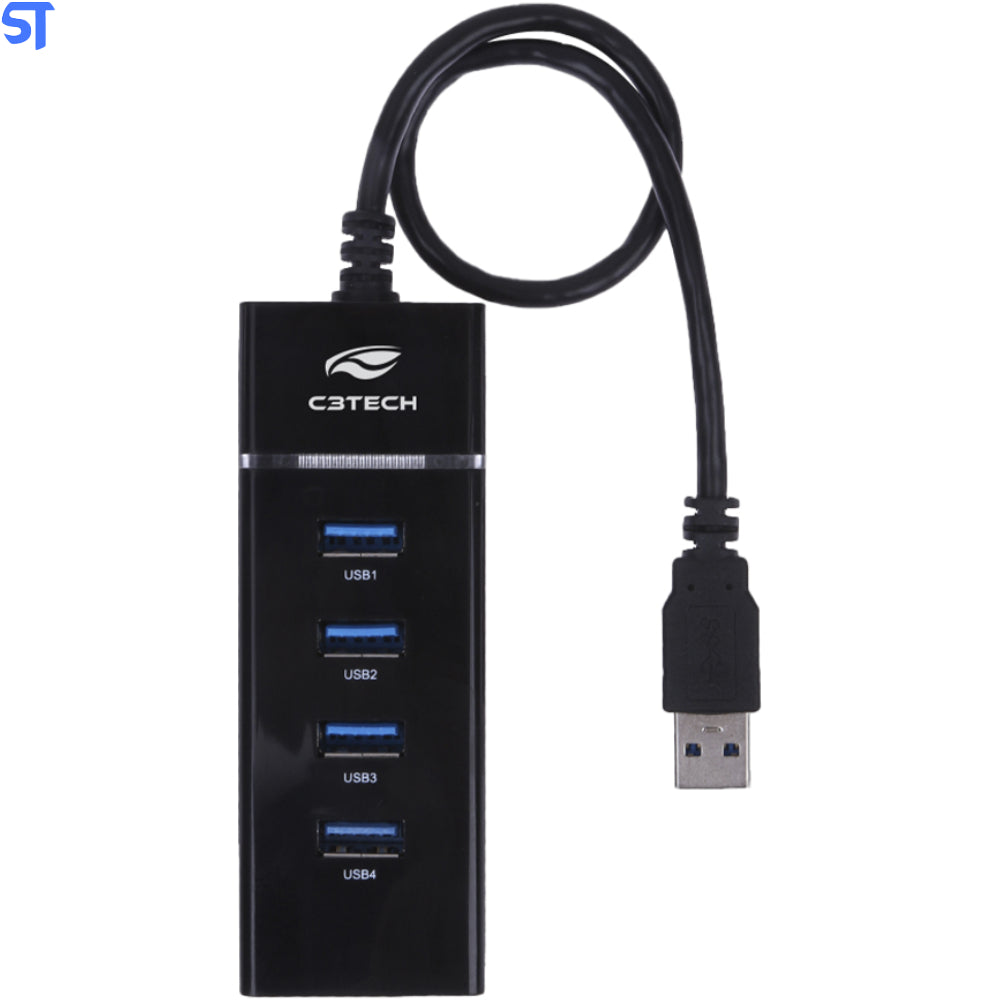 Hub USB 2.0 5 Portas Com Leitor de Cartao C3Tech - HU-L200BK