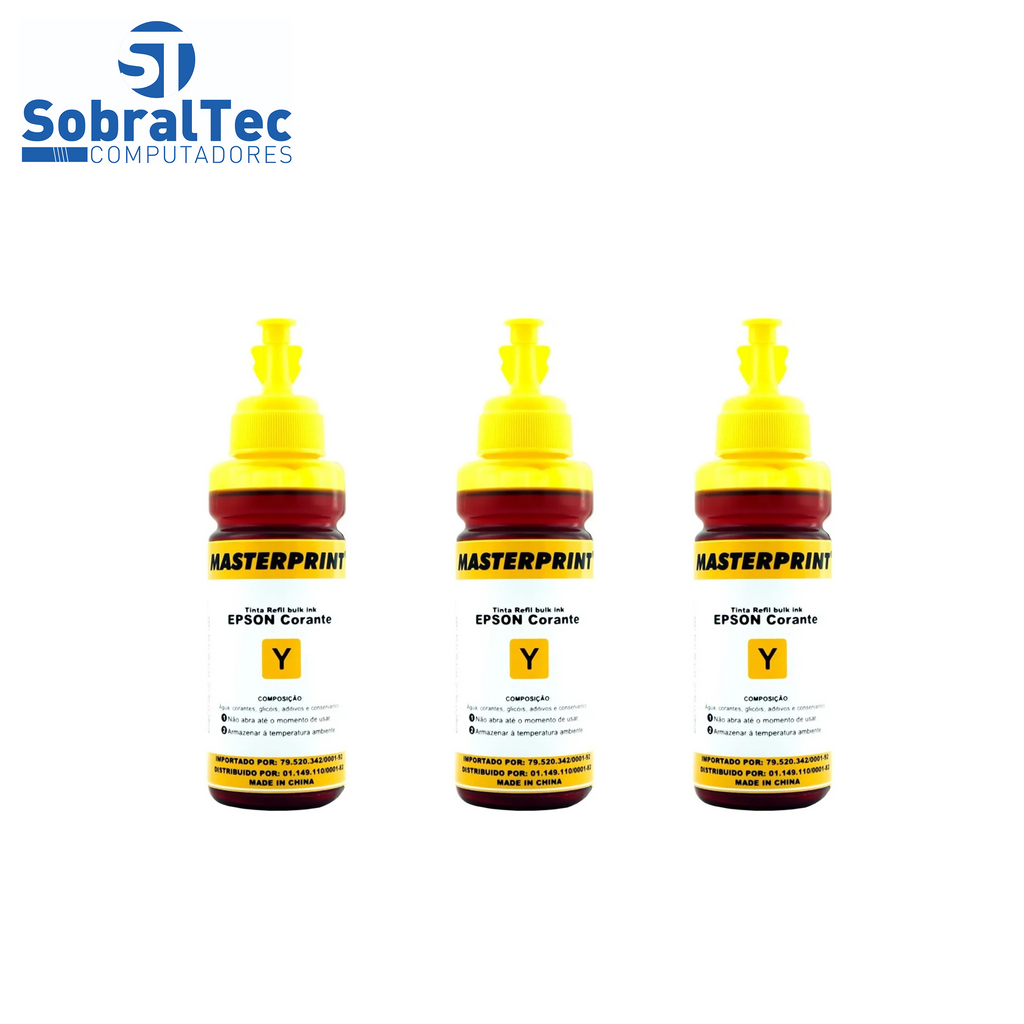 Refil de Tinta Master Bulk Ink Compatível com Epson e HP Corante 100ml Amarelo Imp. Ind