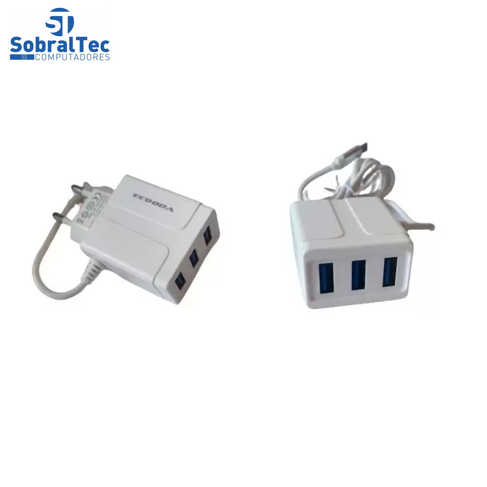 Carregador Rápido Com 3 Portas USB 6.1A Ecooda - EC11068-V8
