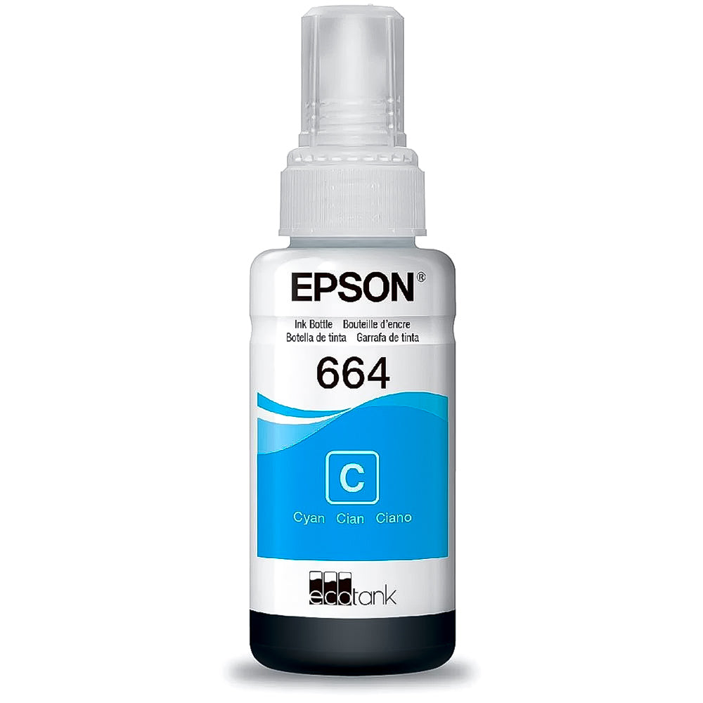 Refil de Tinta Epson 664 Cyano 70Ml Original T664120 AL Rende até 4.000 Paginas  L110 / á L395 / L495- Sem Caixa
