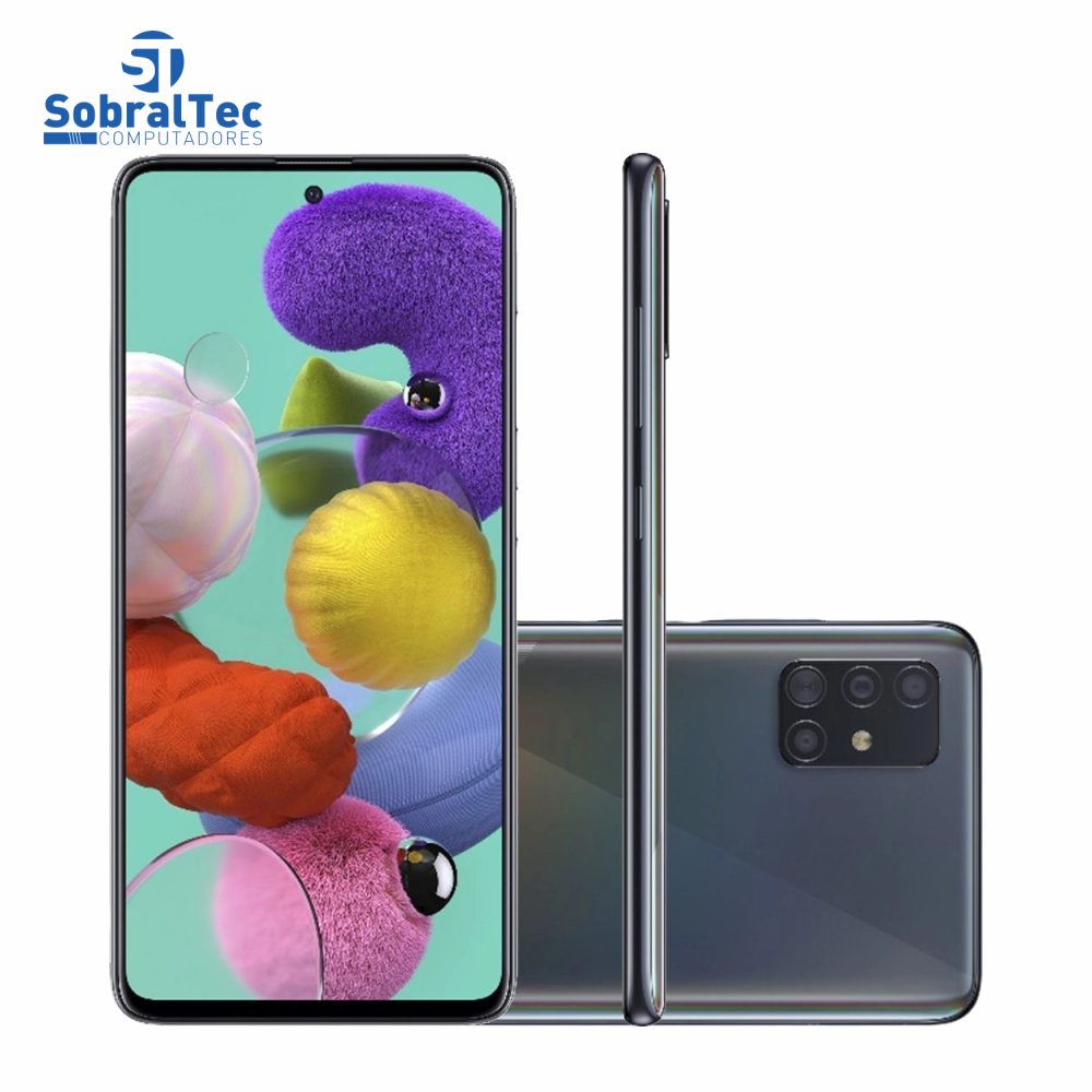 Smartphone Samsung Galaxy A51 128GB Preto 4G - 4GB RAM 6,5” Câm. Quádrupla + Câm. Selfie 32MP