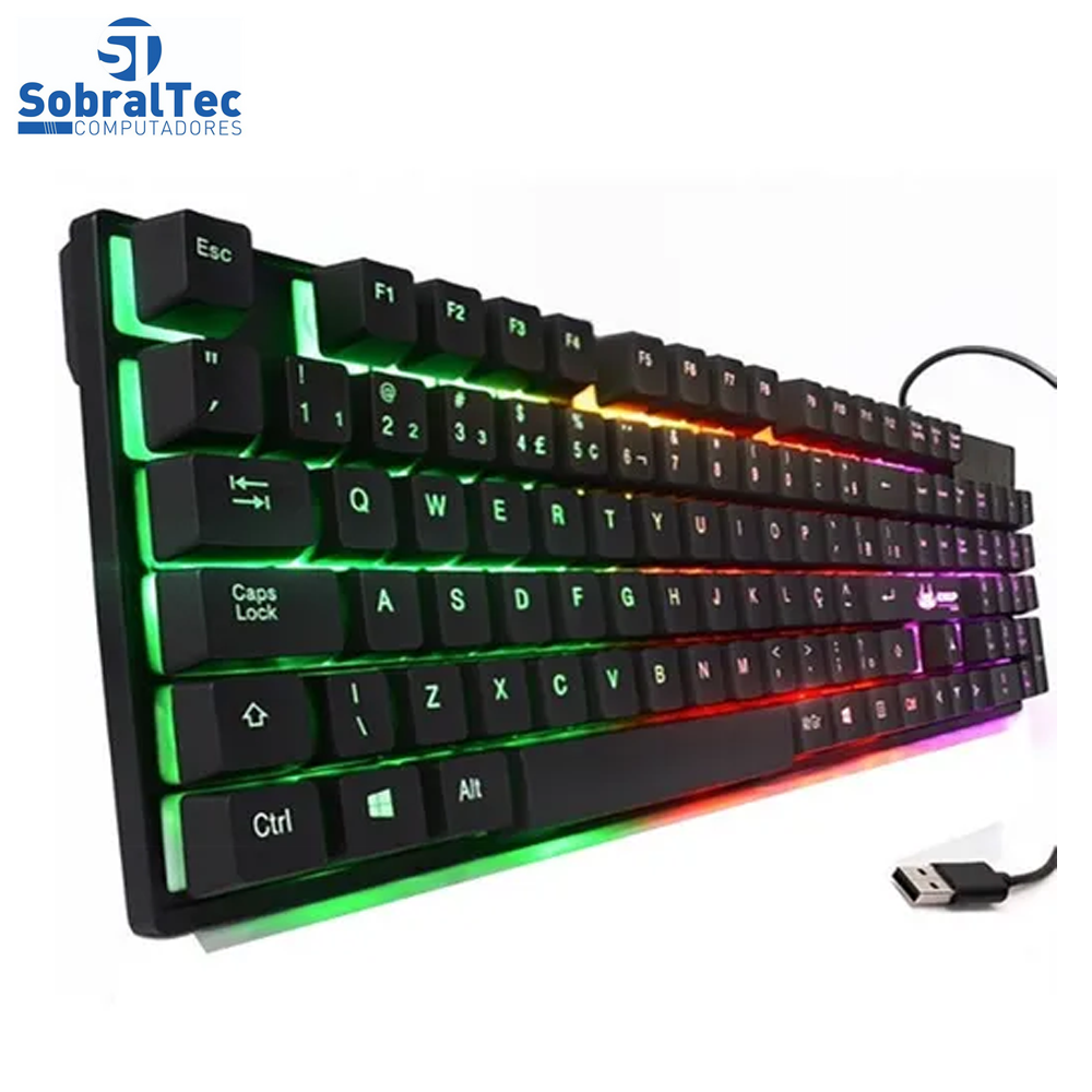 Teclado Gamer USB LED Com 3 Cores KNUP KP-2043A