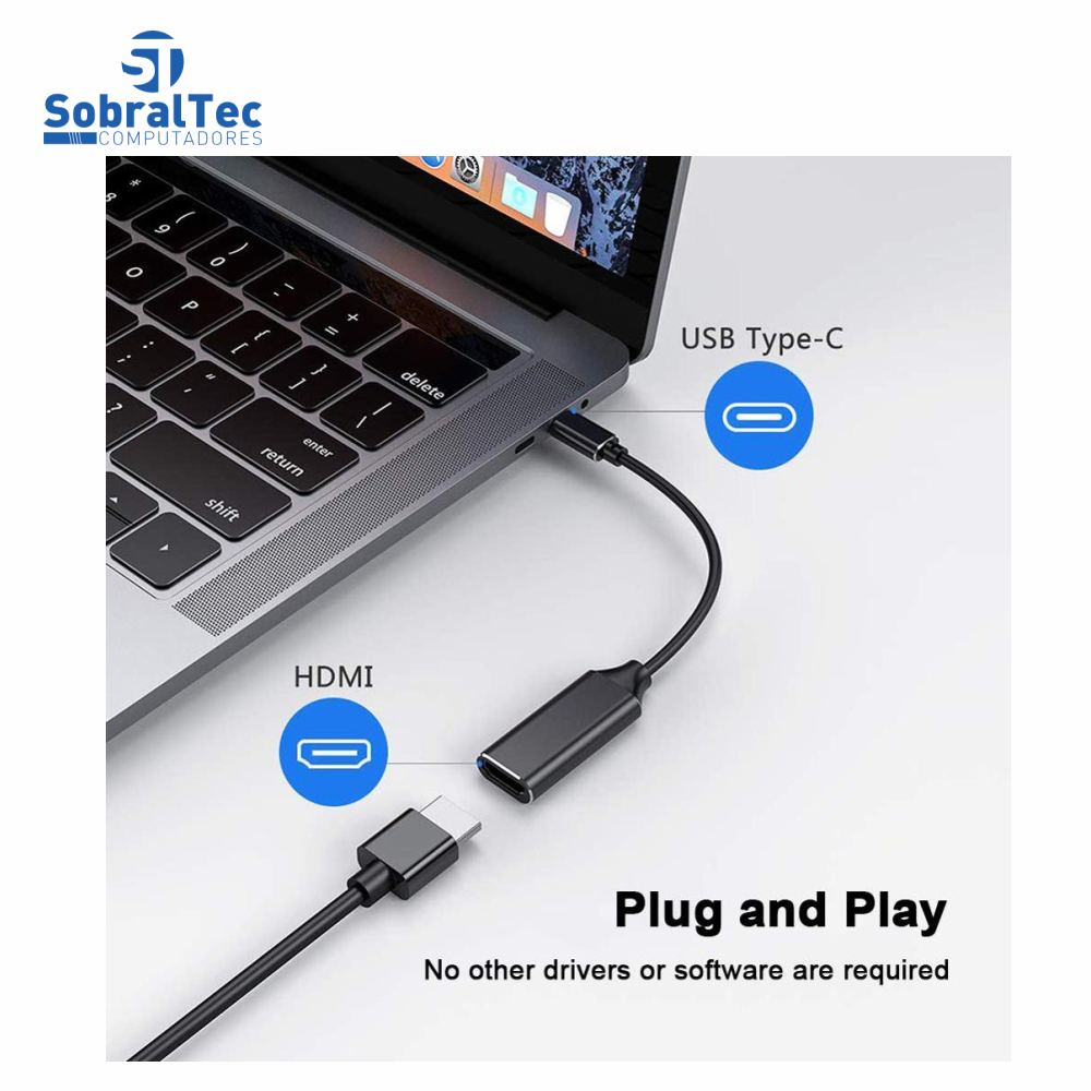 Adaptador Usb Tipo C Macho Para Hdmi Fêmea  4K