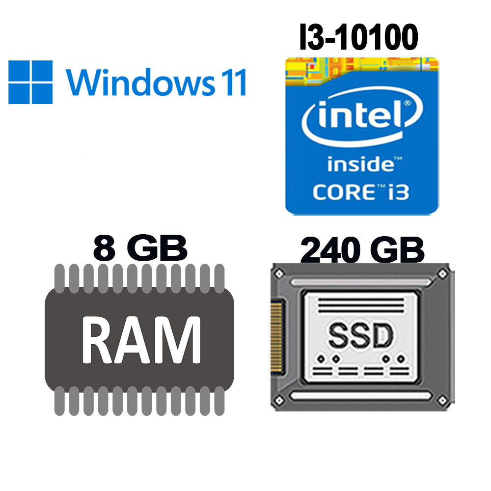 Computador Core I3-10100 3,6Ghz, Memoria DDR4 8GB 2400MHz, SSD WD 240 GB - Windows 11