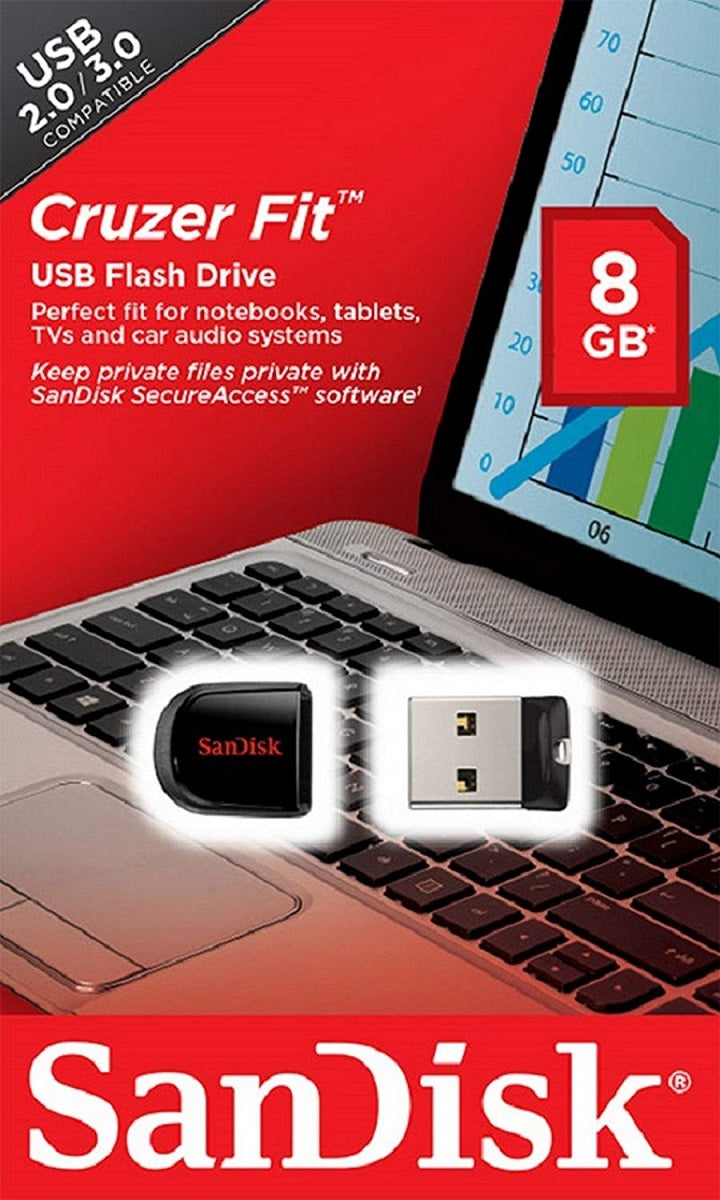 Pen Driver Nano 8 GB Sandisk Cruzer Fit Usb Flash Drive