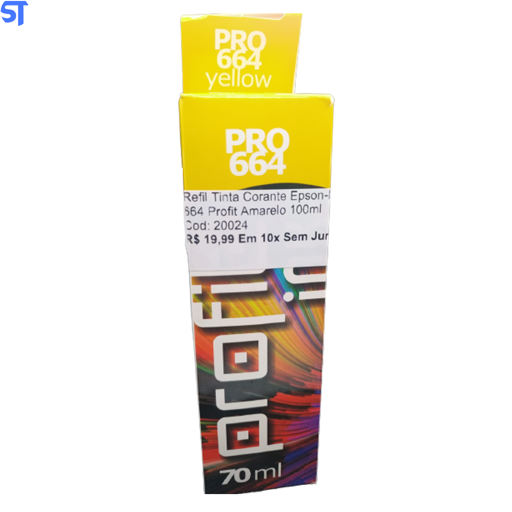 Refil Tinta Corante Epson-Hp Et 365-664 Profit Amarelo 100ml