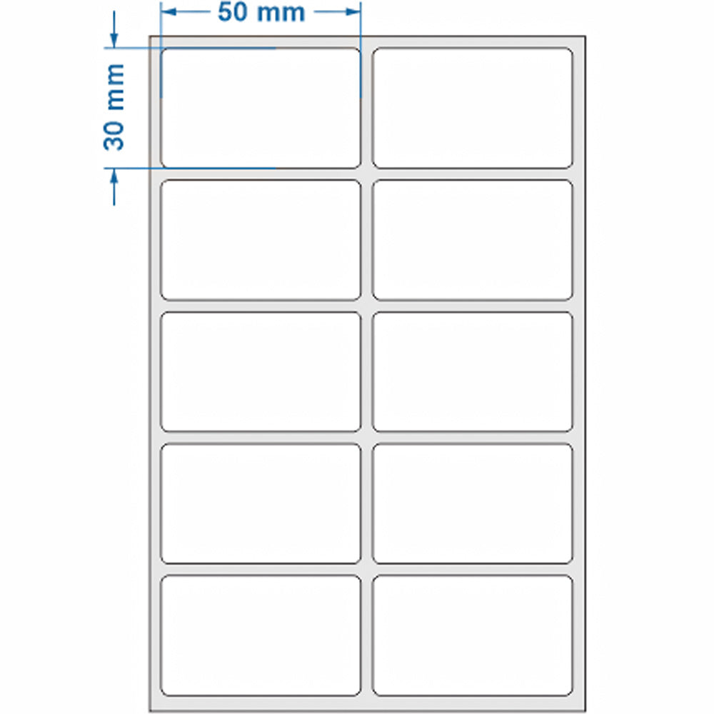 Rolo de Etiqueta 5x3 Cm | 50x30 Mm Couche Adesiva Branco 2 colunas  1876 etiquetas