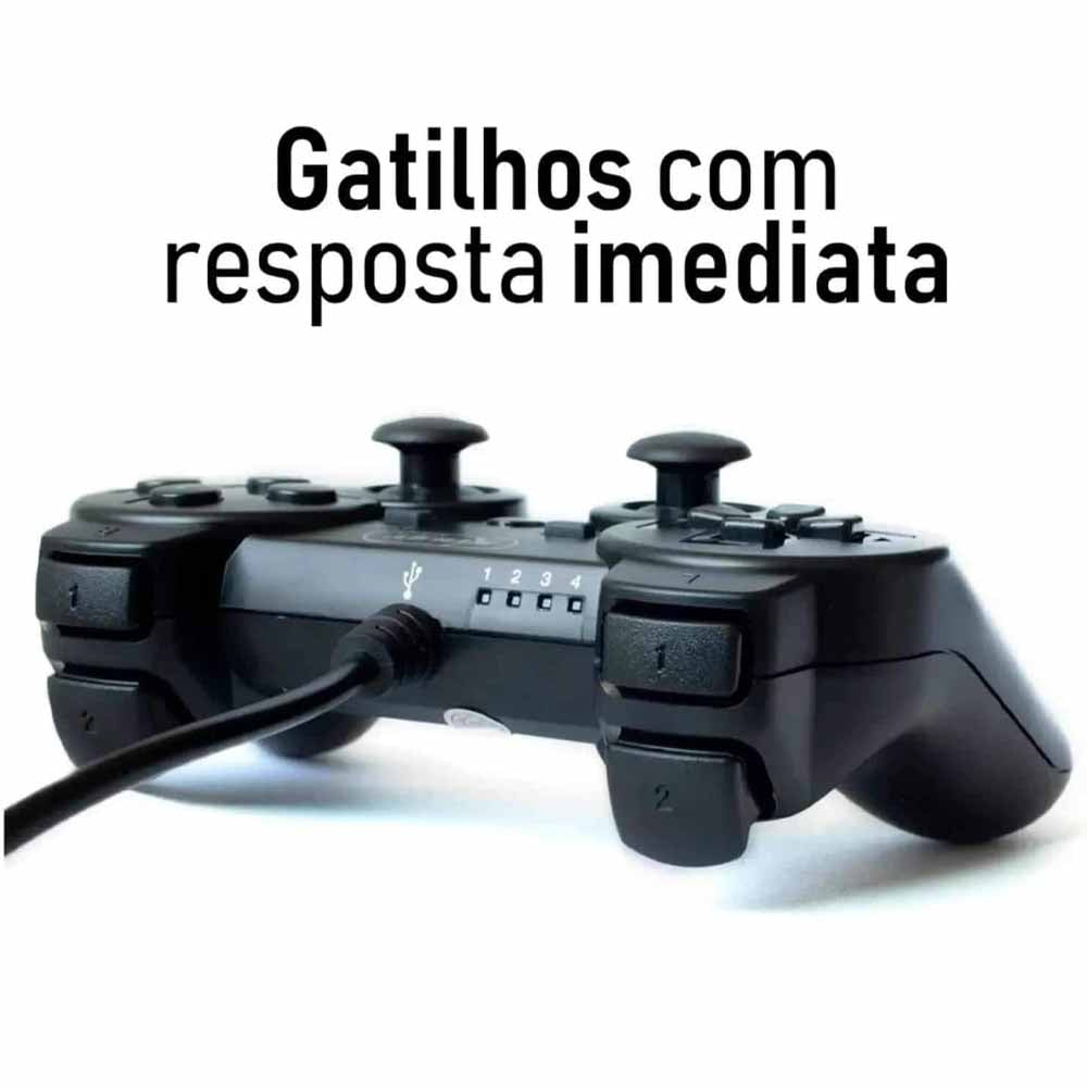 Controle Joystick Com Fio Para Ps3 e Computador Knup Kp4123 Preto