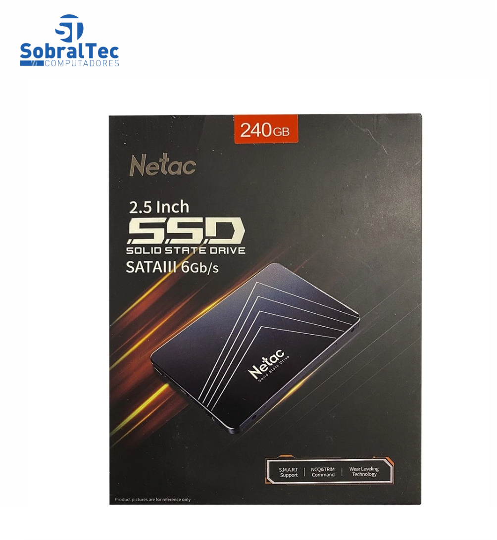 HD SSD 240GB Netac Sata 3 500mb/s para Leitura e 350mb/s para Gravação Black
