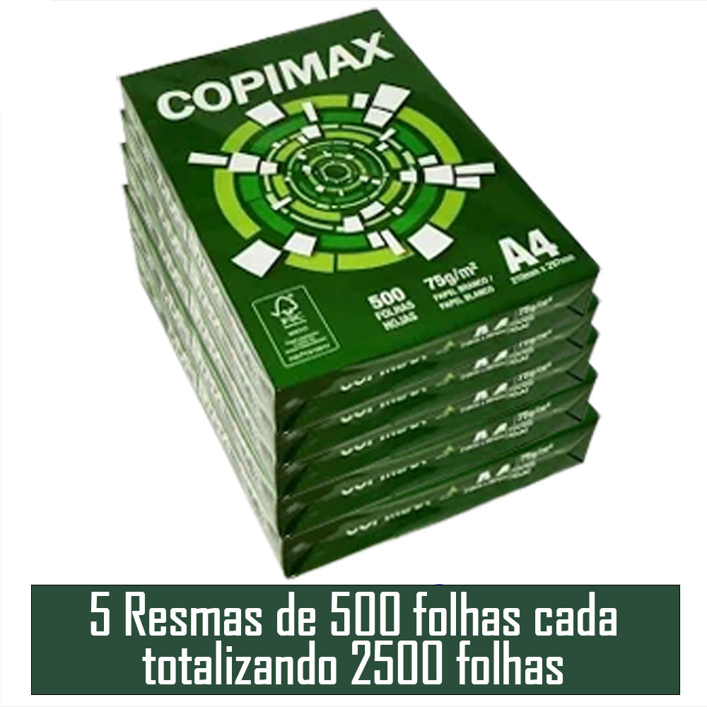Caixa De Papel Sulfite A4 Copimax 75g Com 5 Resmas 2500 Folhas