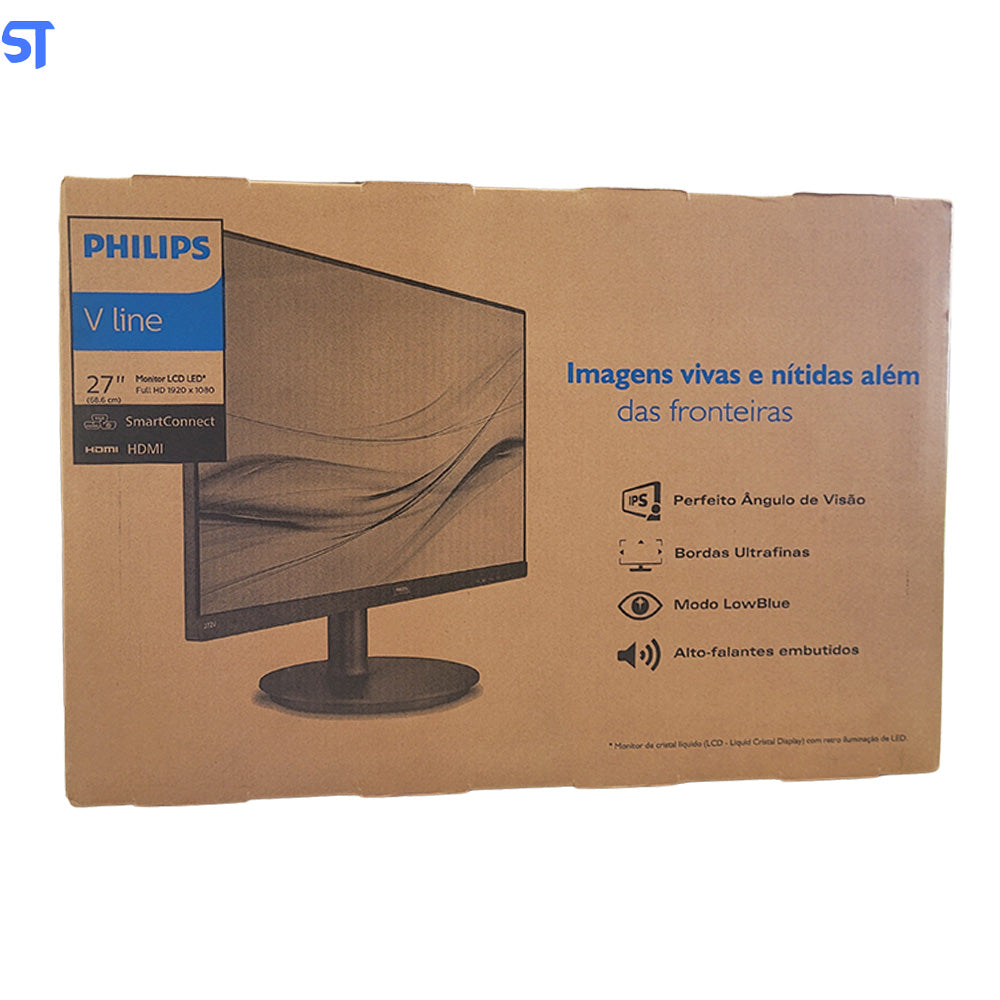 Monitor Philips V-Line 27" LED FHD 272v8a / 75hz / IPS / Hdmi / VGA / Display Port / Vesa / Multimidia / Adaptive-sync