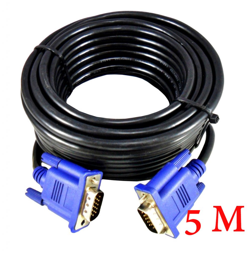 Cabo VGA Microfins 15 Pinos 5M Preto Com Filtro