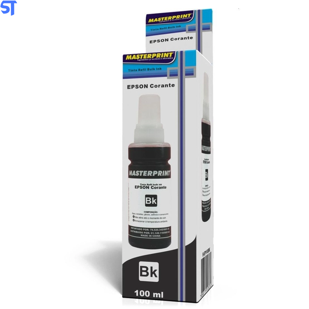 Refil de Tinta Epson Corante MP 664/673 Preto 100ML Masterprint Para Ecotank Epson