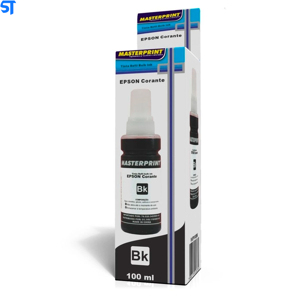 Refil de Tinta Epson Corante MP 664/673 Preto 100ML Masterprint Para Ecotank Epson