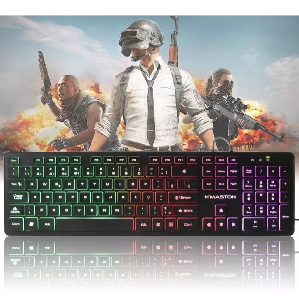 Teclado Gamer Usb Led Luminoso Neon Abnt2 Pc Notebook H.maston Ak-200