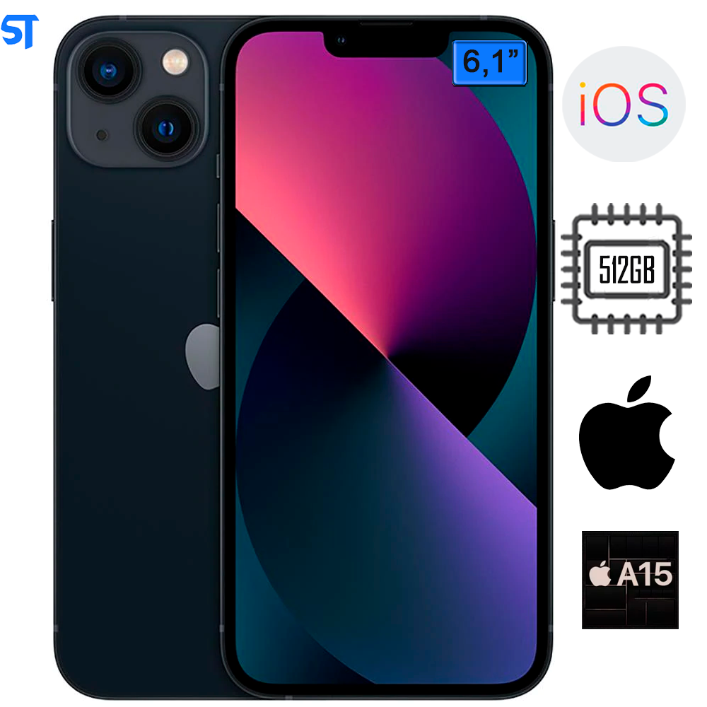 iPhone 13 Apple Meia-Noite (512GB) Tela de 6,1