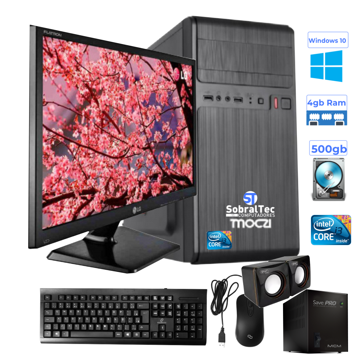 Computador Completo Core i5 - H61- Hd de 500Gb-Memória de 4 Gb Monitor 18,5 Tec/Mouse Windows 10