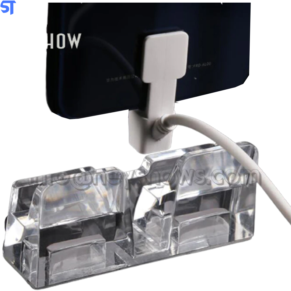 Sistema De Segurança Com 4 Portas USB Para Exposição De Smartphone Entrada Lightning  Com Suporte De Acrílico