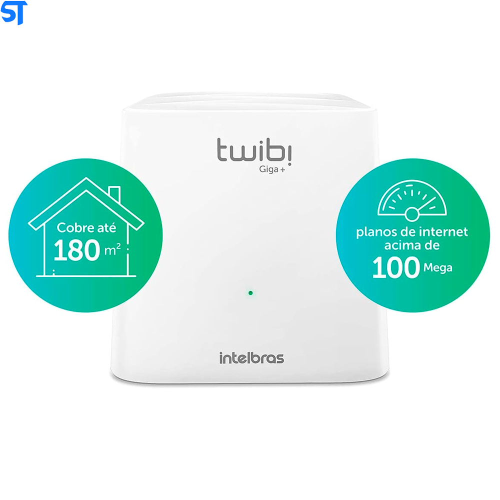 Kit Roteador Wi-Fi Mesh Intelbras 2 Unidades Twibi Giga+ AC1200 Dual Band Branco
