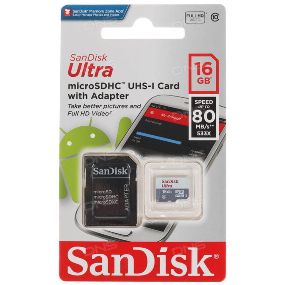 Cartão de Memória SanDisk 16GB Ultra MicroSDHC UHS-I Classe 10