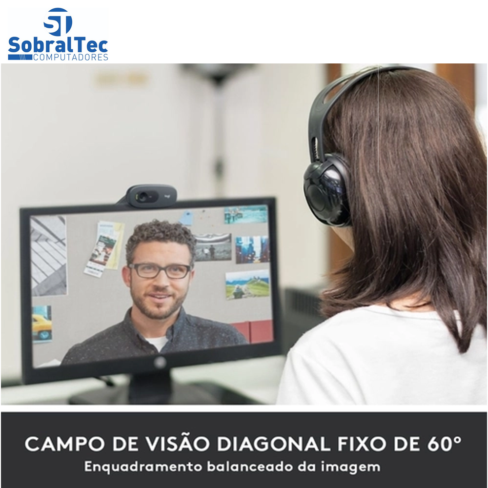 Webcam Hd Logitech C505 Hd 720P 960-001363 Preto