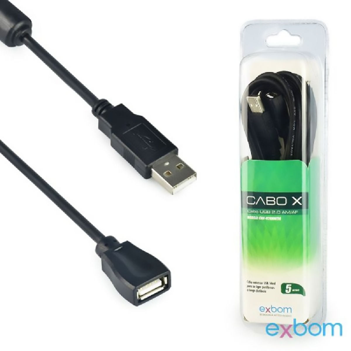 Cabo Extensor Usb 2.0 Am+Af Cbx-U2amaf50 5m Com Filtro 5m Exbom