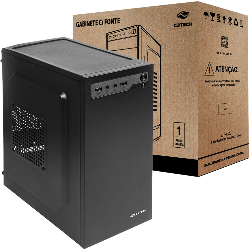 Gabinete Micro ATX MT-27BK com Fonte 200W C3Tech